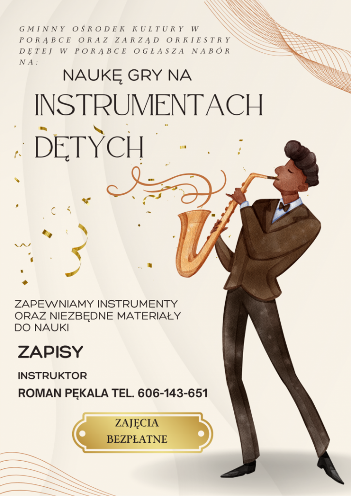 Plakat nauka gry na instrumentach detych