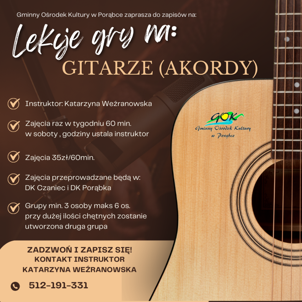Plakat - Nauka gry na gitarze i ukulele