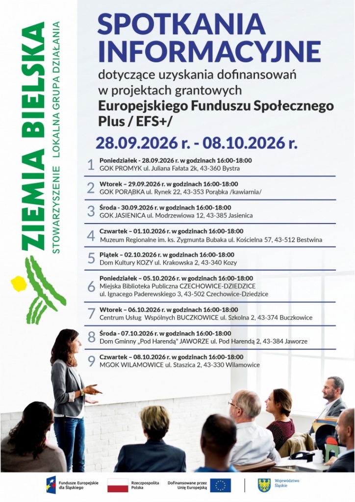 Spotkanie informacyjne w ramach funduszy z EFS+- LGD Ziemia Bielska