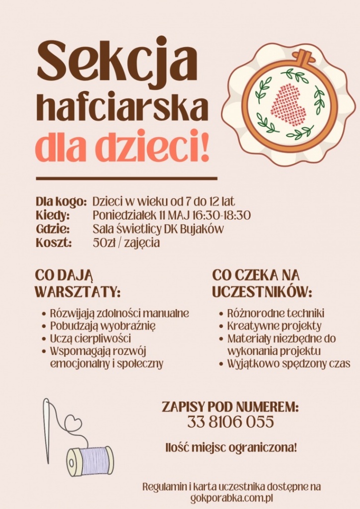 Haft płaski dla dzieci w maju